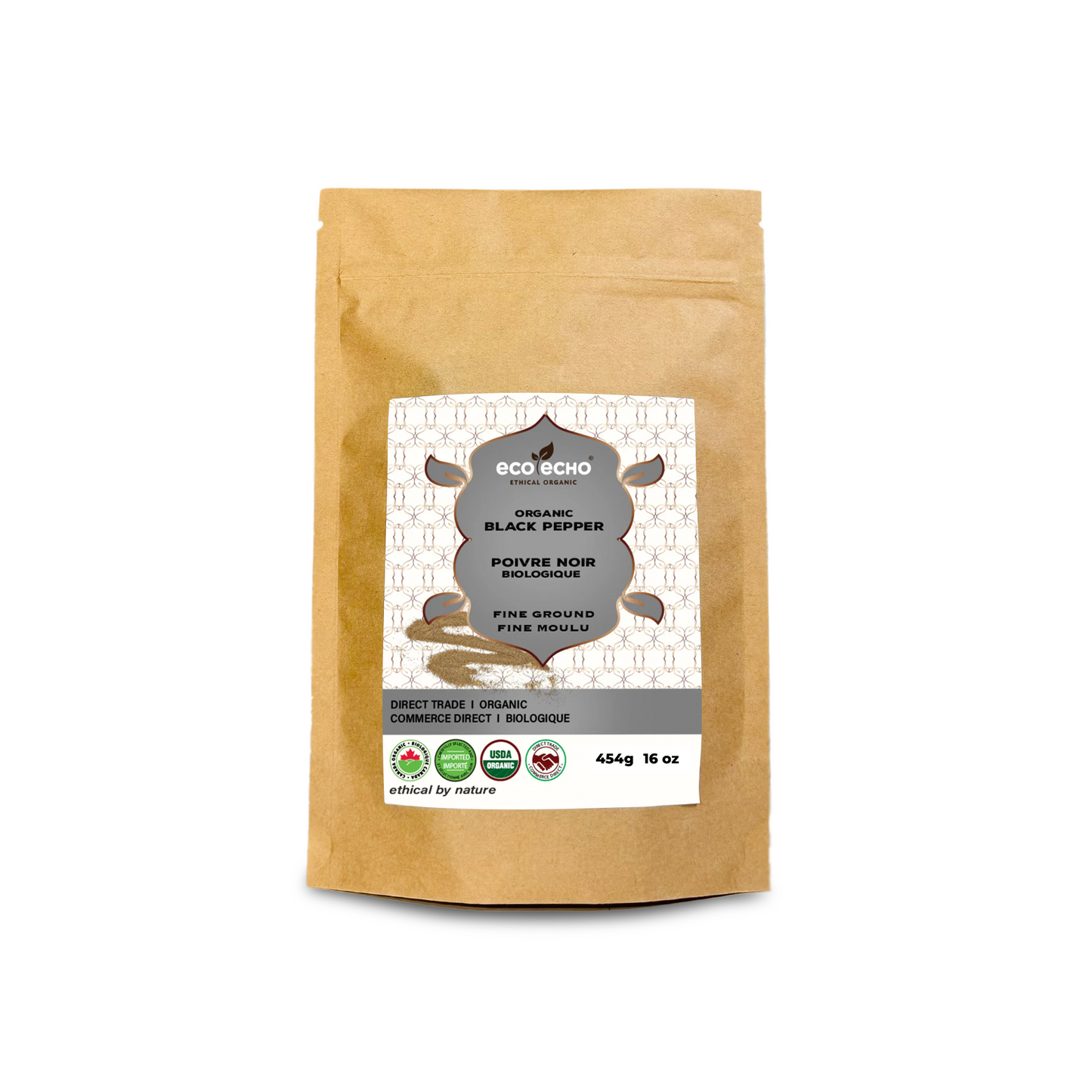 EcoEcho Organic Black Pepper Fine Ground - 227g/454g