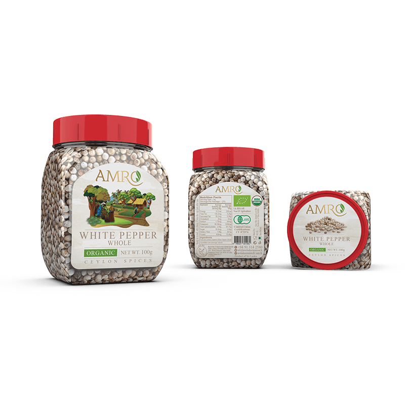 Amro Organic White Peppercorns-100g