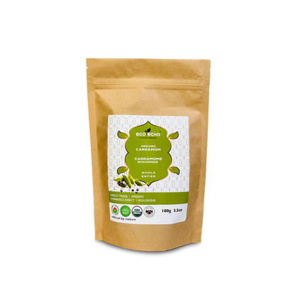 EcoEcho Organic Green Cardamom Pods Whole - 100g