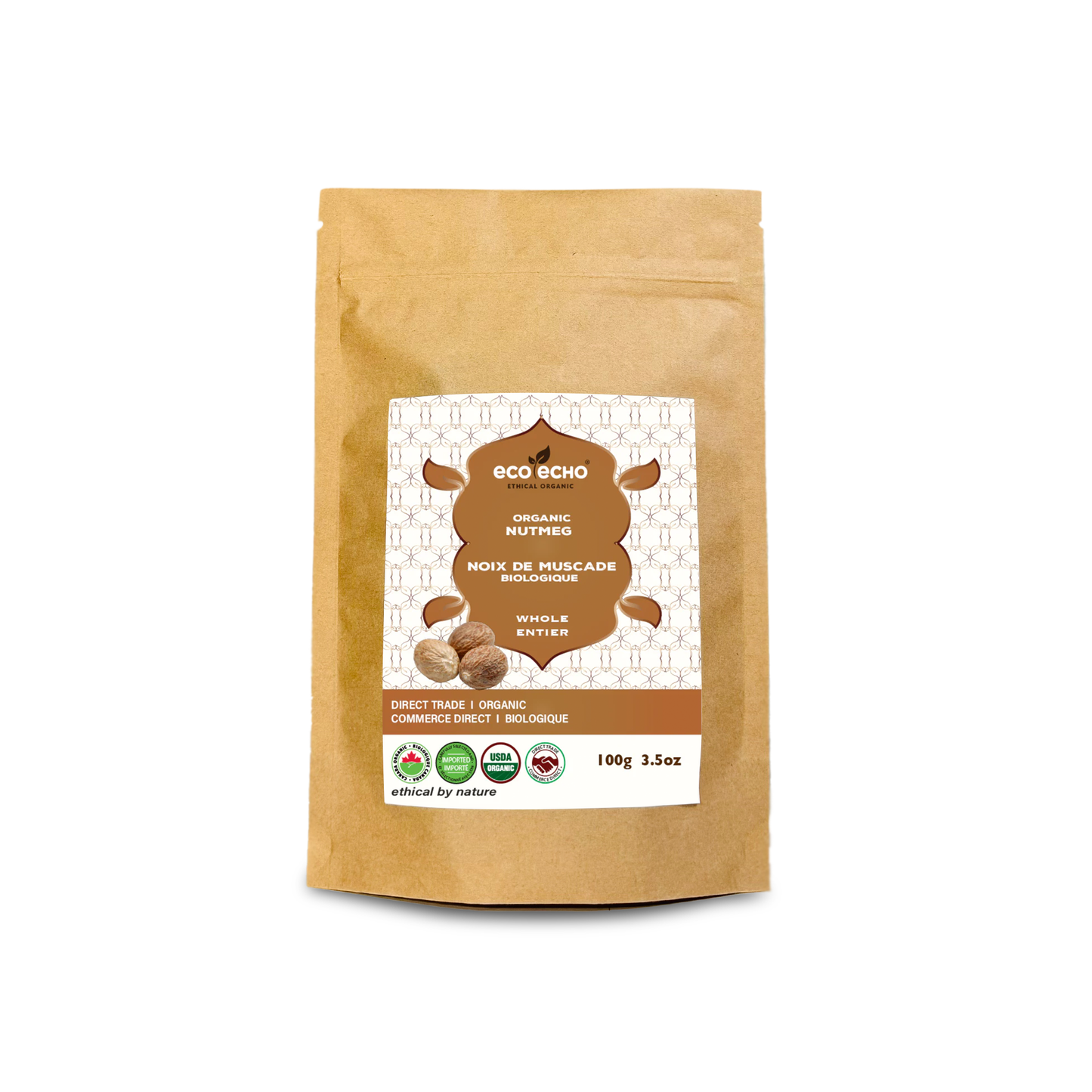 EcoEcho Organic Nutmeg Whole - 227g/100g